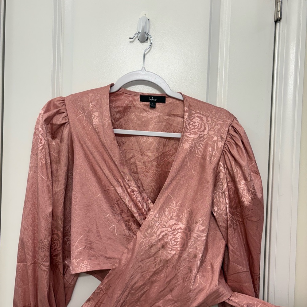 Pink Floral Wrap Blouse